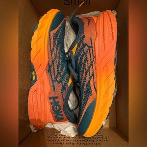 Hoka Athletic Shoes in Orange and Teal